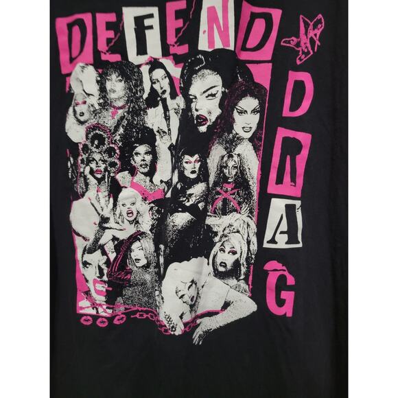 Defend Drag T Shirt Allover Print T Shirt LGBTQ Adult 2 XL Black - Picture 1 of 8